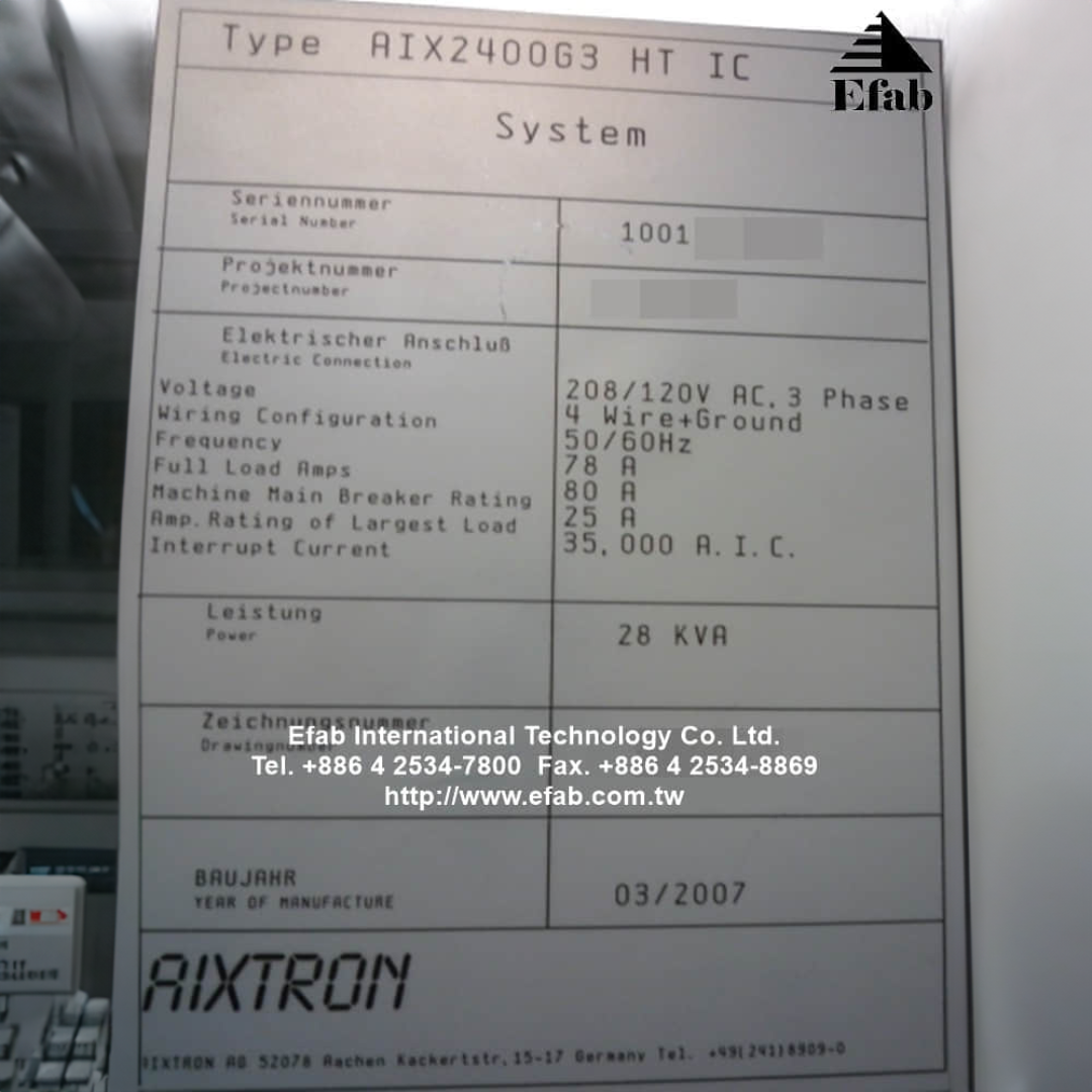 Aixtron 2400G3 HT IC 8x4'' GaN