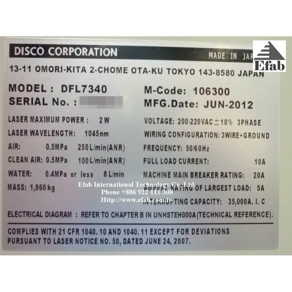 Disco DFL 7340 Stealth Dicing Laser Saw